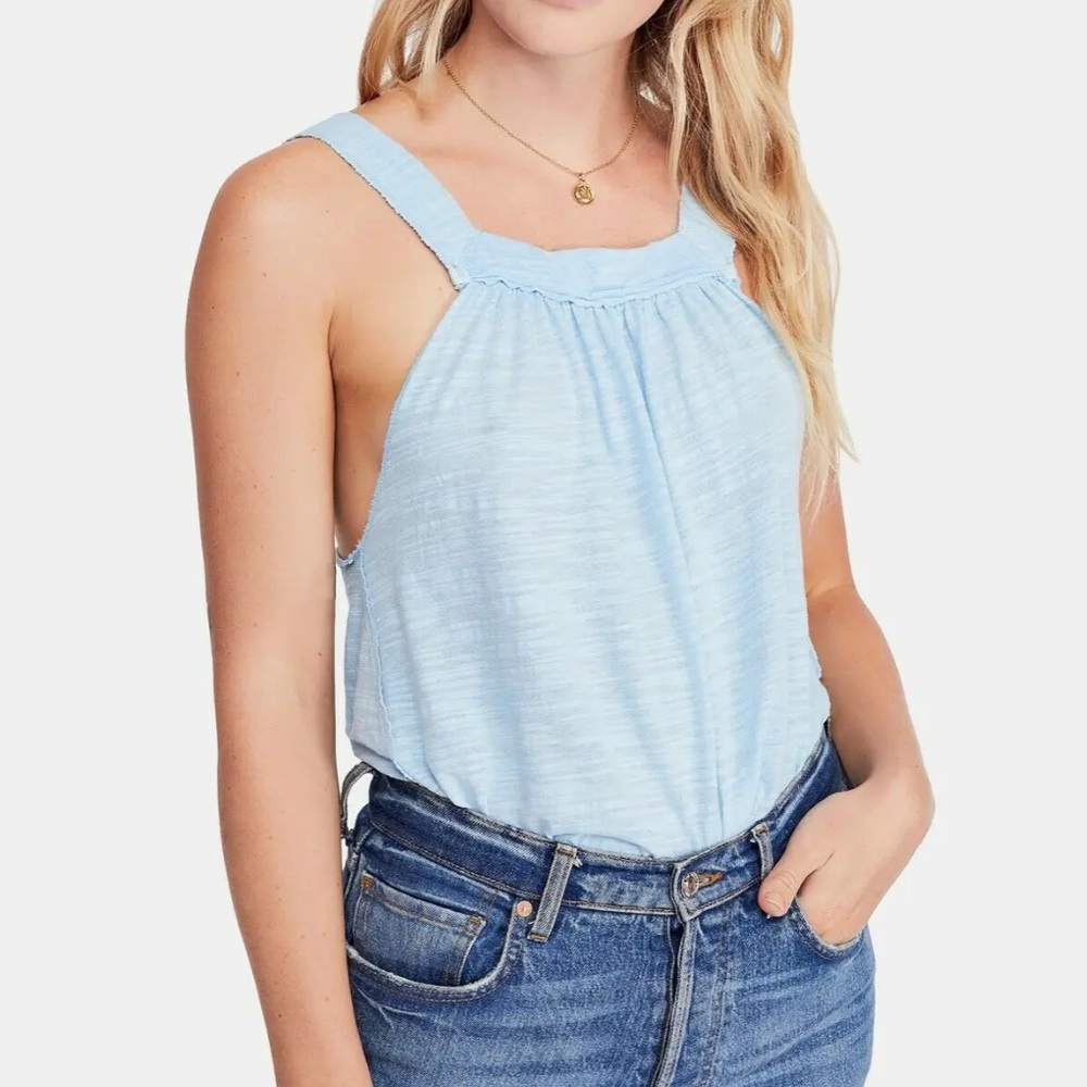 FREE PEOPLE WE THE FREE WOMEN'S LIGHT BLUE SLEEVELESS GOD FOR YOU TANK TOP🌺🌺